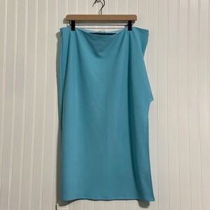 NWT Abercrombie & Fitch Light Blue Asymmetrical Drape Slit Midi Skirt Size XL